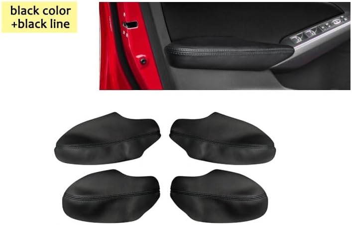 Compatible with Honda Civic 11th Gen 2022-2025 Door Armrest Cover Premium Leather Car Interior Decor Door Handle Wrap Protector Easy Installation(Black Color+Black line)