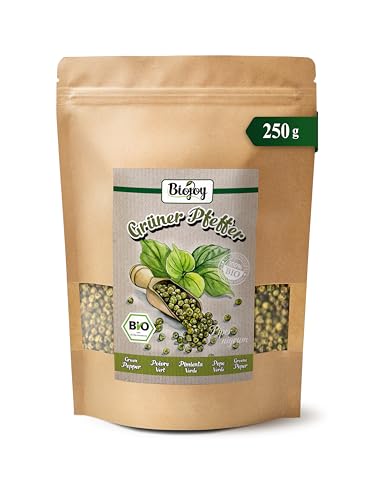 Biojoy Poivre vert en grain BIO (250 g), Graines de Poivre vert pour moulin