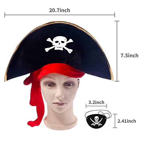 M&G House Halloween Adult And Kid's Party Pirate Hats Caribbean Pirate Hat Cap - 2 Pieces Black #TOP2