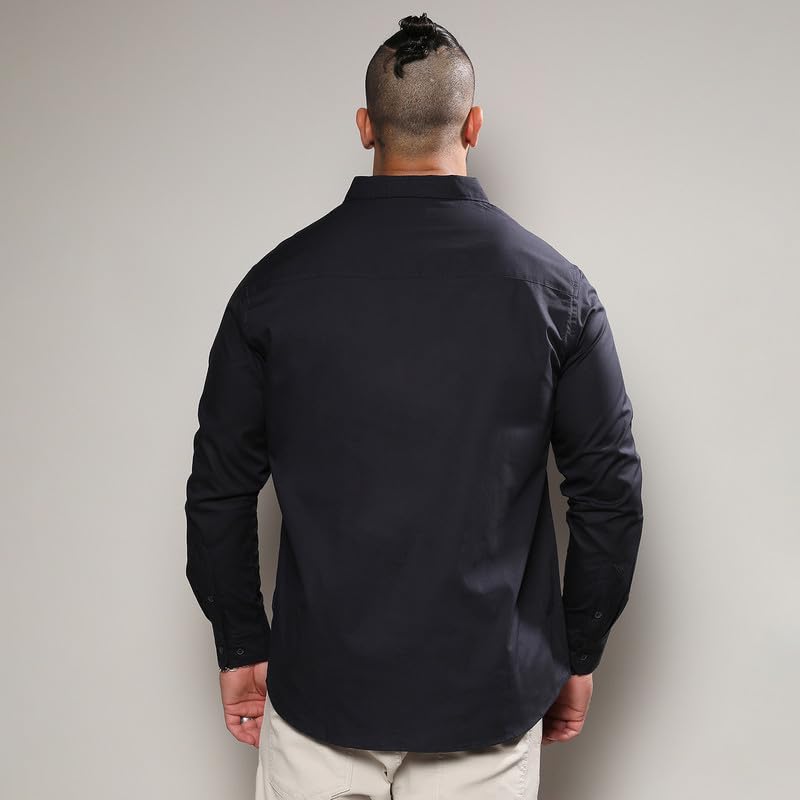 Image of Instafab Plus Men's Shirt for Casual Wear | Spread Collar | Long Sleeve | Button Closure | Plus-Size Fit | Cotton Shirt Crafted with Comfort Fit for Everyday Wear