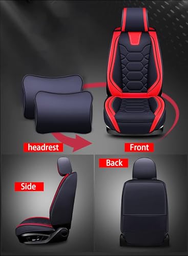 Eunncu Universal Car Seat Covers Waterproof Leather Full Set, Can Protect Front and Rear Seats, To Fit Most Cars, Side Airbag Compatible, Orange - Image 4