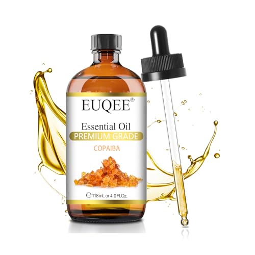 EUQEE Copaiba Essential Oil 118 ml Pure Copaiba Oil Essential Oil with Dropper for Diffusers DIY Soap Candle Making Aromatherapy (4fl oz)