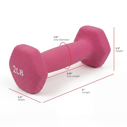 Sunny Health & Fitness Neoprene Hex Dumbbell Pair for Home Gym, 2 lb Pair - image 8