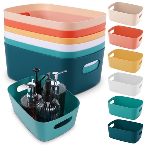 6 PCS Plastic Storage Bins – Multi-Purpose Organizer Bins with