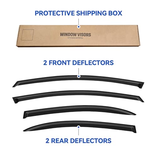 Image of Window Visors Rain Guards for 2006 2007 2008 2009 2010 2011 Honda Civic, Out-Channel Window Vent Wind Deflectors Visors Shades for 06 07 08 09 10 11 Civic Sedan