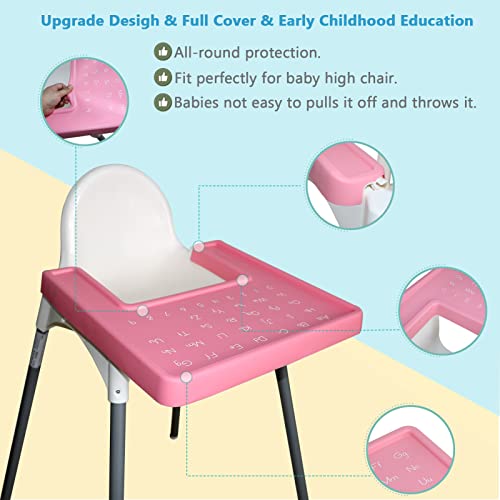 Placemat For Antilop Baby High Chair, Full Cover Silicone Mat For Babies High Chair Tray Accessories, Reusable Finger Food Place Mats For Infants Babies Girls Feeding, Bpa Free Dishwasher Safe (Pink) #TOP2