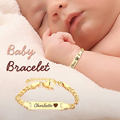 Personalised Baby Name Bracelet, Baby Bracelets for Infant Girls, Child ID Protection Bracelet for Birthday Gift, Baby Jewelry Gift for Boys Girls Bridesmaids Wedding Gifts3