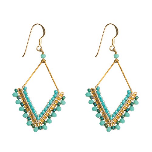 Joob Joob Boho Earrings for Women - Silver Dangly Earrings - Womens Handmade Beaded Jewelry