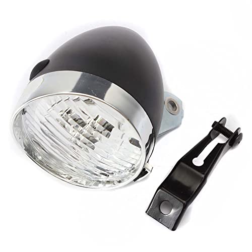 Faro de Bicicleta Vintage, Luz Delantera Retro Vintage de 3 LED Faro de Seguridad Nocturna - NEGRO