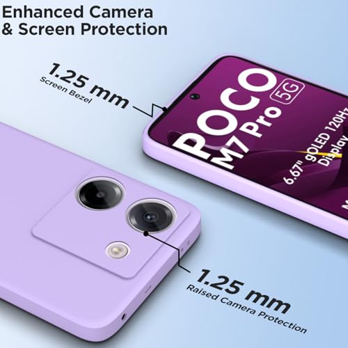 Image of Outlouders Back Cover for Poco M7 Pro 5G | Camera Protection | Durable Soft Matte Silicone Bumper Case (Purple)