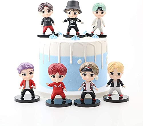 Image of AUGEN Limited Edition BTS Bangtan Action Toy Figure and Cake Topper Collectible Set of 7-8cm Statue (Small, 2)