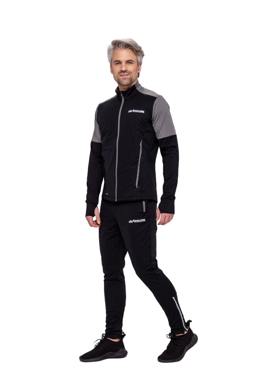 Airtracks Pantalones largos de invierno para hombre Pro Team – Pantalones térmicos para correr – Mallas de correr – cálidas – transpirables – Reflectores