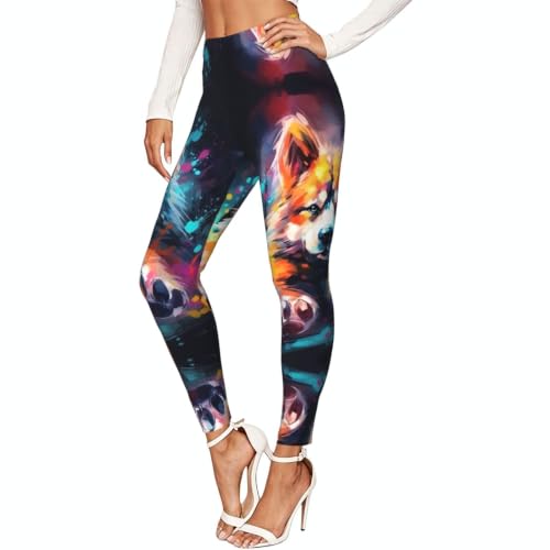Leggings de compresión para mujer que no se bajan ni transparentan con estampado de huellas