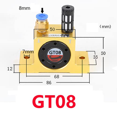 DCYNXC GT8 Industrial Turbine Vibrators, G 1/8\" Pneumatic Compressed Air Power Turbine Vibrator Wheel Type Silent Golden Industrial Turbine Vibrator with Muffler