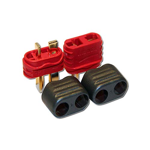 Amass - 1 par (2 unidades) Original T-Dean conector en T de oro macho con tapas protectoras contra polaridad inversa para batería de polímero de litio