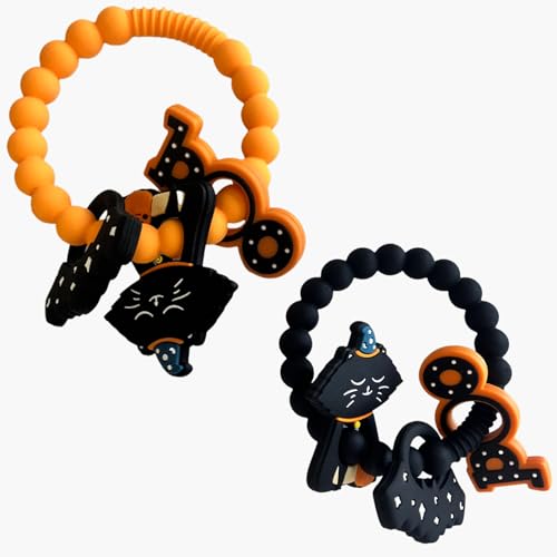 Image of uorneri 2PCS Halloween Teething Toys for Baby, Teethers for Babies Soft Silicone Relief of Gum Chew Toys, Cute Halloween Teethers for Baby Infants