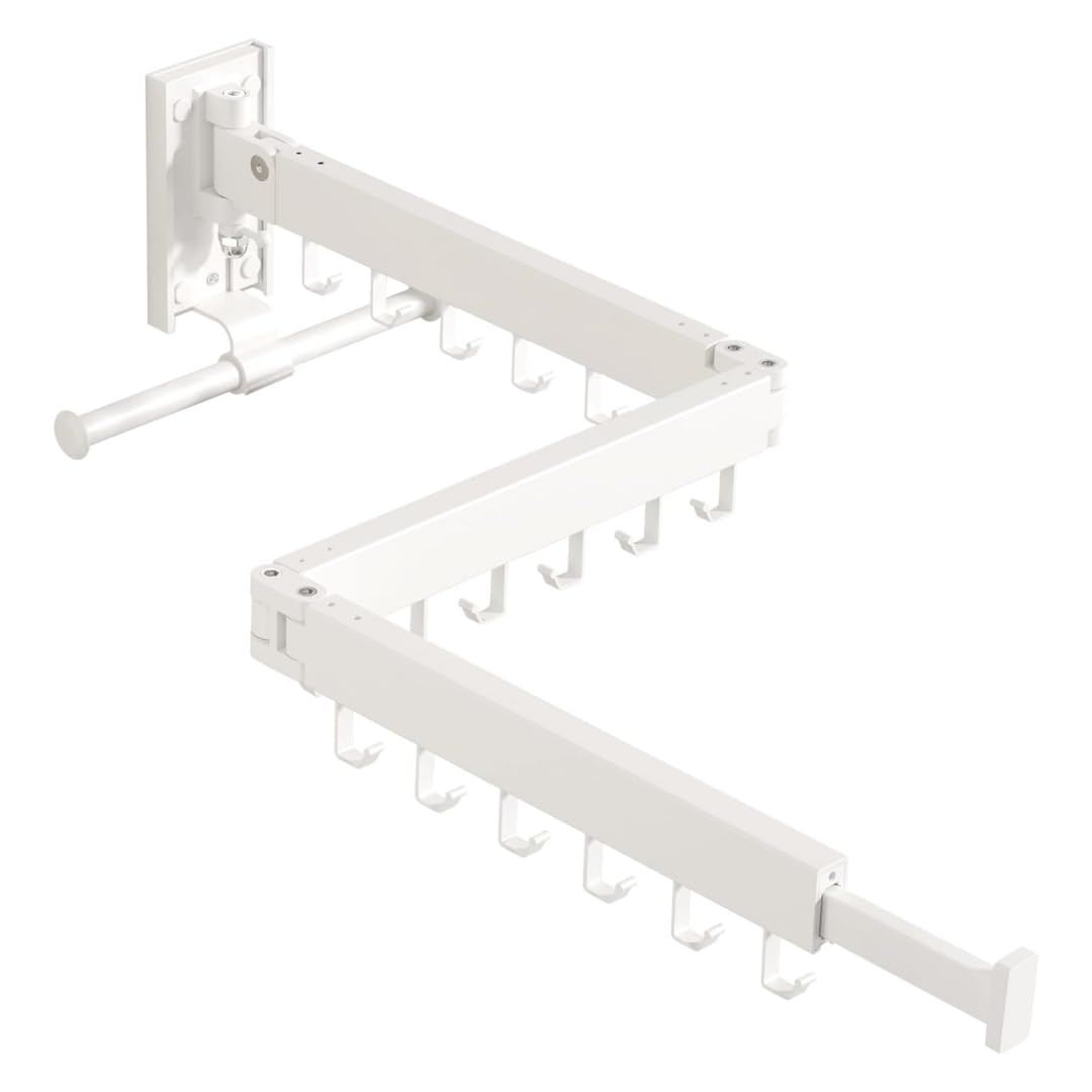 PYEBE Clothes Drying Rack,Laundry Drying Rack Wall Mount, Space Saver Wall Mounted Clothes Rack,Retractable,Collapsible(Tri-Fold),Drying Rack Clothing (White)