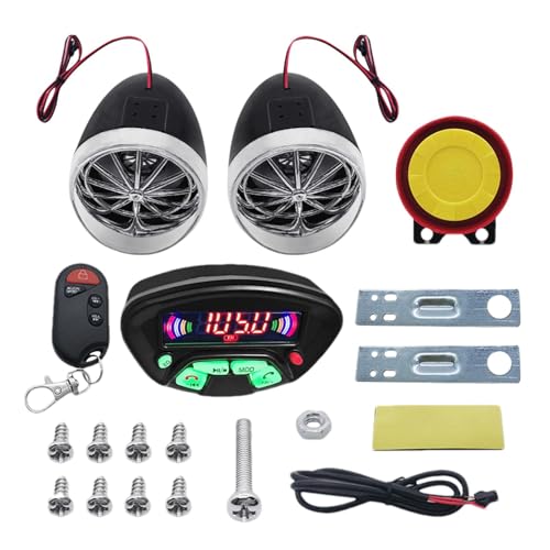 Altavoz de moto, audio de motocicleta, altavoz de moto impermeable, reproductor MP3S, de altavoces estéreo, de audio de moto, alarma antirrobo MP3, amplificador de música con mando a