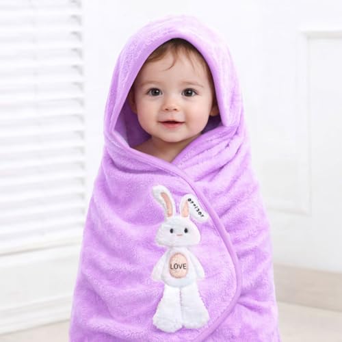 Image of MAXOSHINE Microfiber Kids Bath Towels Quick Dry Super Absorbent Super Soft Bath Towel for Babies Toddler-Baby Towel for Boys and Girls (1, Purple)