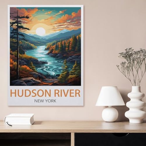 Plaque métal déco maison Hudson River New York style vintage - 3
