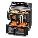 GOURMETmaxx FryUp3 Vertikale Heißluftfritteuse 3 Kammern | Heissluftfritteuse XXL 17 Liter | Airfryer mit Klapp-Touchdisplay, 12 Onetouch-Programmen, Sichtfenstern | Air Fryer Friteuse für 12 Personen