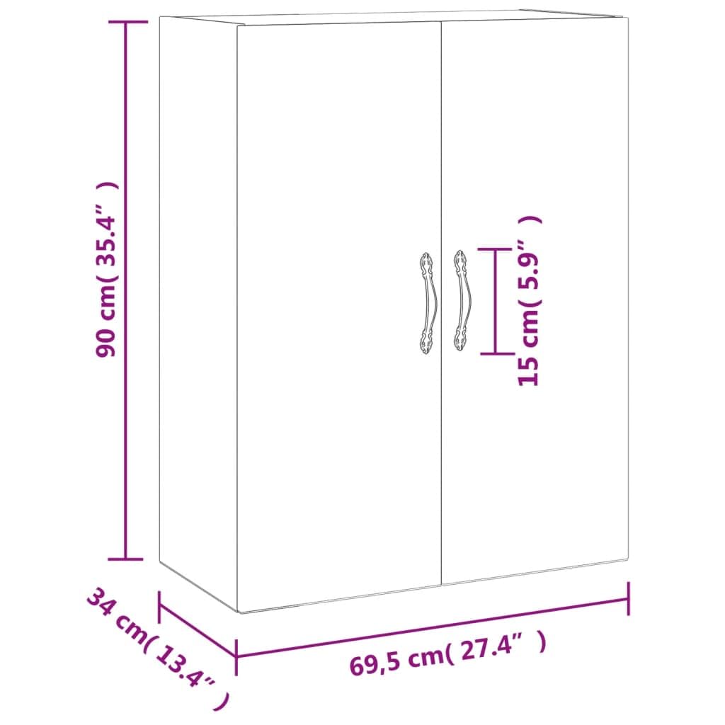 vidaXL Wandschrank, Hängeschrank mit 2 Türen 3 Fächern, Wandmontage Badezimmerschrank, Aufbewahrungsschrank für Wohnzimmer Schlafzimmer, Weiß Holzwerkstoff