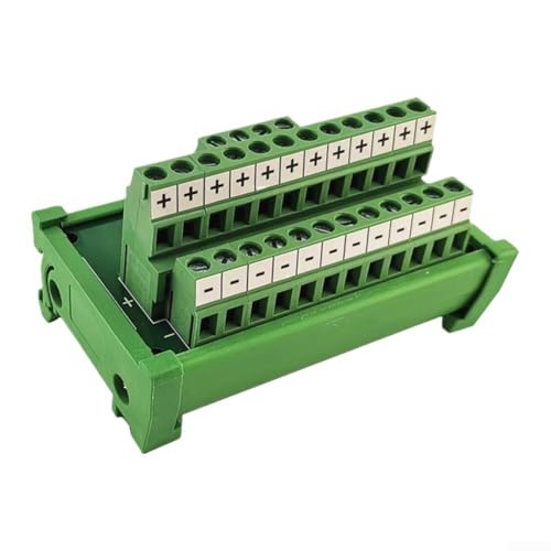 Scheda splitter per morsettiera di distribuzione dell'energia con 2 ingressi e 12 uscite, corrente totale 25A, PVC verde per sistemi PLC