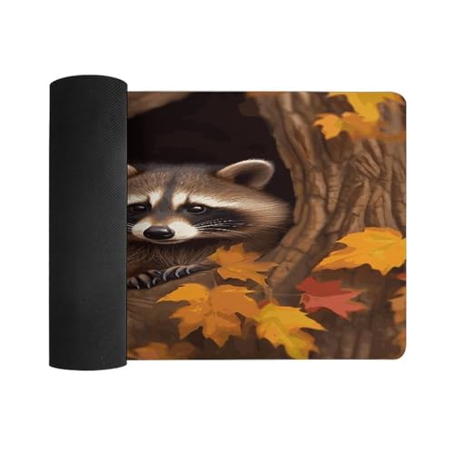 Raccoon en el Agujero del Árbol Pad Grande para Escritorio miniatura 3