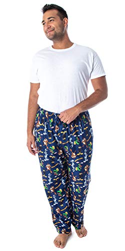 Looney Tunes Men's Daffy Duck Bugs Bunny Taz Marvin Martian Allover Toss Print Lounge Sleep Pajama Pants 5