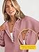 PRETTYGARDEN Womens Fashion 2025 Oversized Long Sleeve Hoodie Button Down V Neck Sweatshirt Side Slit Casual Pullover Tops(Grey Pink,Small)
