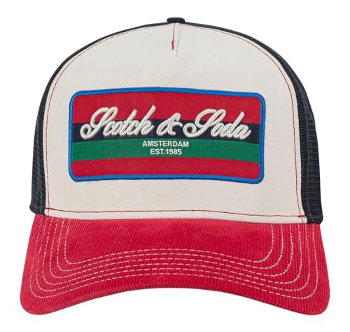 Casquette de camionneur Scotch & Soda Canyon rouge réglable taille unique visière protection