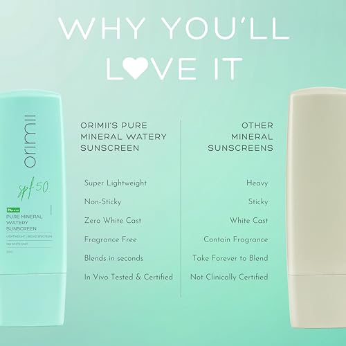 Image of Orimii 100% Pure Mineral Fluid Sunscreen SPF 50 with Zero White Cast | INVIVO Certified | Ultra-Lightweight, Fragrance Free, Non-Comedogenic & Pregnancy Safe | 50ml