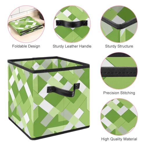 Cube de rangement carré vert géométrique pour étagère salon - 5