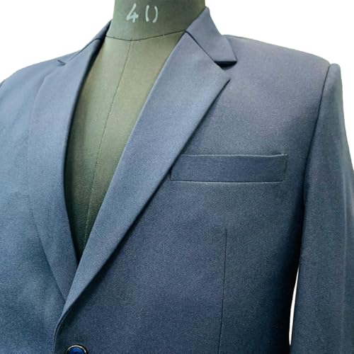 Image of Men's Formal Blazer, Black and Blue, Matty Fabric, Single Breasted, Smart Casual Style