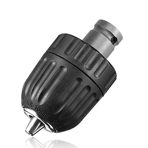 Mesee Professional Schnellspannbohrfutter, 0,8-10 mm Bohrfutter Schnellspann 3/8-24UNF Kapazität Kunststoff Schnellspannbohrfutter mit 1/2-Zoll-Innensechskant Adapter für Luftschlagschrauber