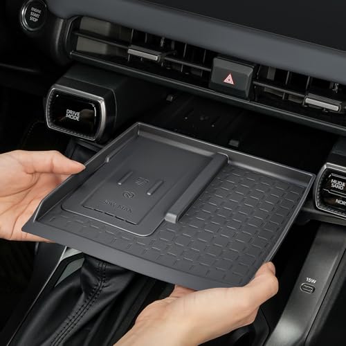 2026 RAV 4 Center Console Wireless Charging Mat Organizers Compatible with Toyota 2026 RAV 4 XSE GR Sport Hybrid Limited XLE Woodland 2026 RAV 4 Interior Accessories,Center Upper Level Trays