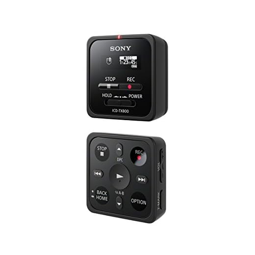 Sony ICD-TX800 ultrakompakt digital diktator (16 GB, fjärrkontrollfunktion, OLED-skärm, upp till 15 timmars inspelningstid svart