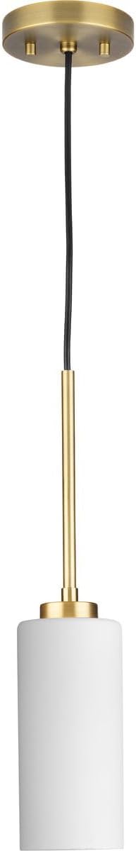 Progress Lighting P500404-163 Cofield Collection 4 in. One-Light Vintage Brass Transitional Pendant with Etched White Glass Shade