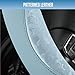 PIC AUTO Steering Wheel Cover, Light Blue Patterned Leather Patchwork Design, Universal Fit 14.5