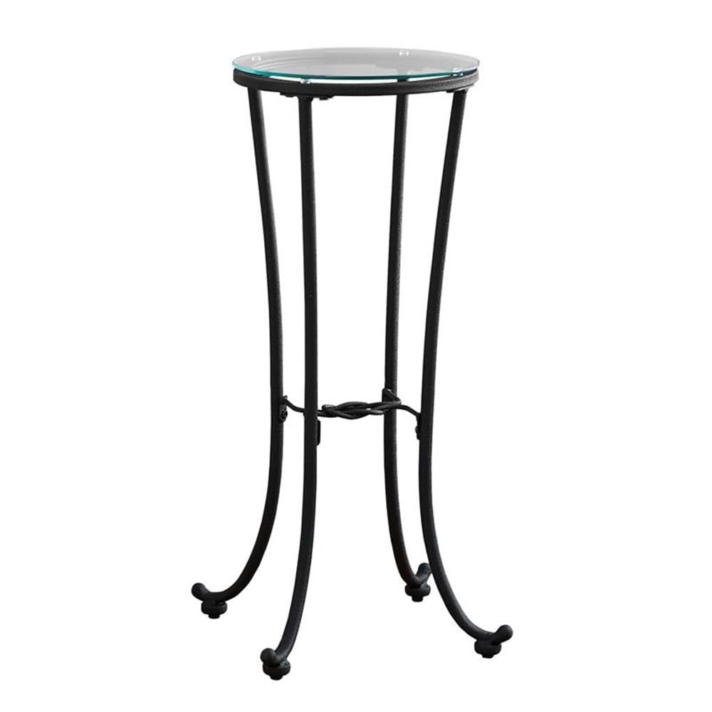 Monarch Specialties Hammered Metal with Tempered Glass Accent Table