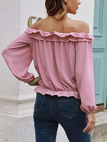 evnanic Womens Casual Off Shoulder Tops Long Sleeve Ruffle Flowy Chiffon Blouses Shirts 4 evnanic Womens Casual Off Shoulder Tops Long Sleeve Ruffle Flowy Chiffon Blouses Shirts