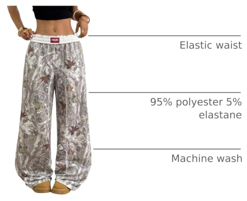 Image of RoseSeek Women's Letter Leopard Print Y2K Straight Elastic Waist Leg Pants | Cheetah Print, Straight, Baggy Loose Fit, Slant Pocket, Streetwear, Vintage, Graphic Trousers