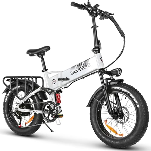 SAMEBIKE RSA02 PRO E Bike Bicicleta eléctrica plegable para hombre con 20 x 4,0 pulgadas, 48 V/15 Ah, batería extraíble, largo alcance hasta 150 km/110 KM, suspensión completa, 7 velocidades