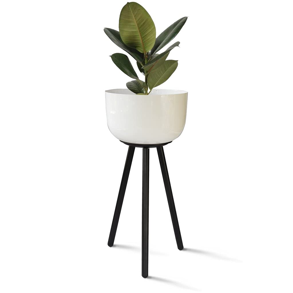 TrustBasket Marcel Metal Plant Container (White) | Heavy Duty High Durable Floor Pot with Stand for Living Room, Indoor/Outdoor Balcony Home Decor (B098P31WVR) Amazon Price History, Amazon Price Tracker