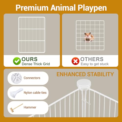 Image of VISCOO 12 Panels Guinea Pig Cages, 48 inch x 24 inch x 16 inch DIY Small Animal Playpen with Waterproof Mat, C&C Cage for Guinea Pigs, Bunny, Hamsters, Indoor Portable Metal Wire Yard Fence Rabbit Cage