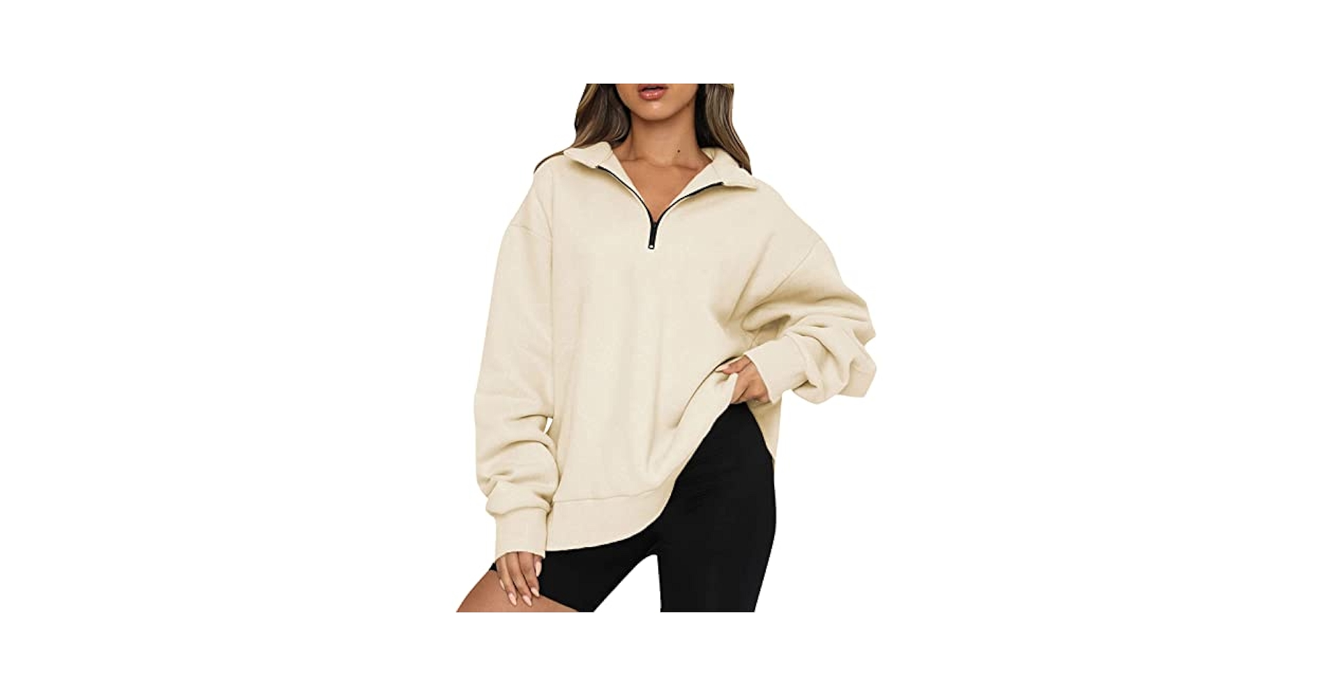 sahara Fluffy Layered Zip Top ベージュ Куртка с капюшоном женская зимняя цвет капучино модель 54310