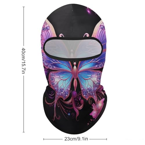 Balaclava de Mariposa Morada para Hombres y Mujeres con Protección Solar Transpirable y Cubierta Total para Senderismo, Ciclismo, Correr, Conducción miniatura 2