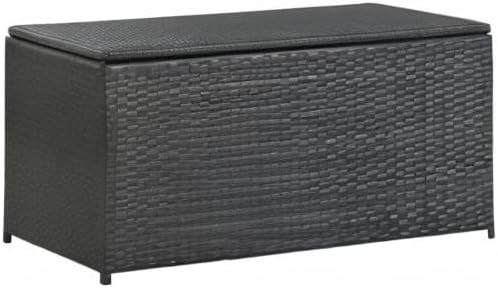 Miniatura 10 de vidaXL Caja de almacenamiento para patio almacenamiento de artículos de jardín de ratán de polietileno duradero, marco de acero con recubrimiento de