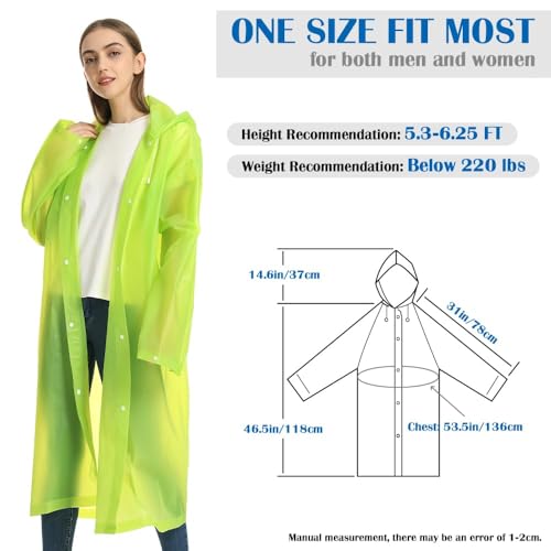 Image of Opret Portable EVA Raincoats for Adults, Reusable Rain Ponchos with Hoods and Sleeves Lightweight Raincoats, 2 Pack