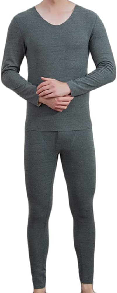 HSQSMWJ Men's Ultra Soft Winter Warm Top & Bottom Thermal Set Long John with Fly L-4XL